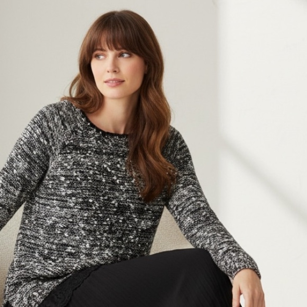 Love & Liberty Black Gray Nubby Knit Top Size S